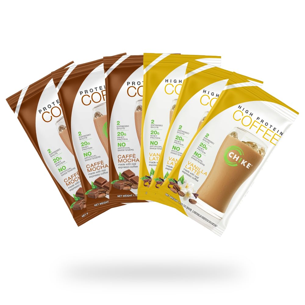 Chike High Protein Iced Coffee naturalmente addolcito Sampler Pack, 20 G Protein, 2 Shots Espresso, Non-GMO, Keto Friendly e Gluten Free, 6 pacchetti di singola dose