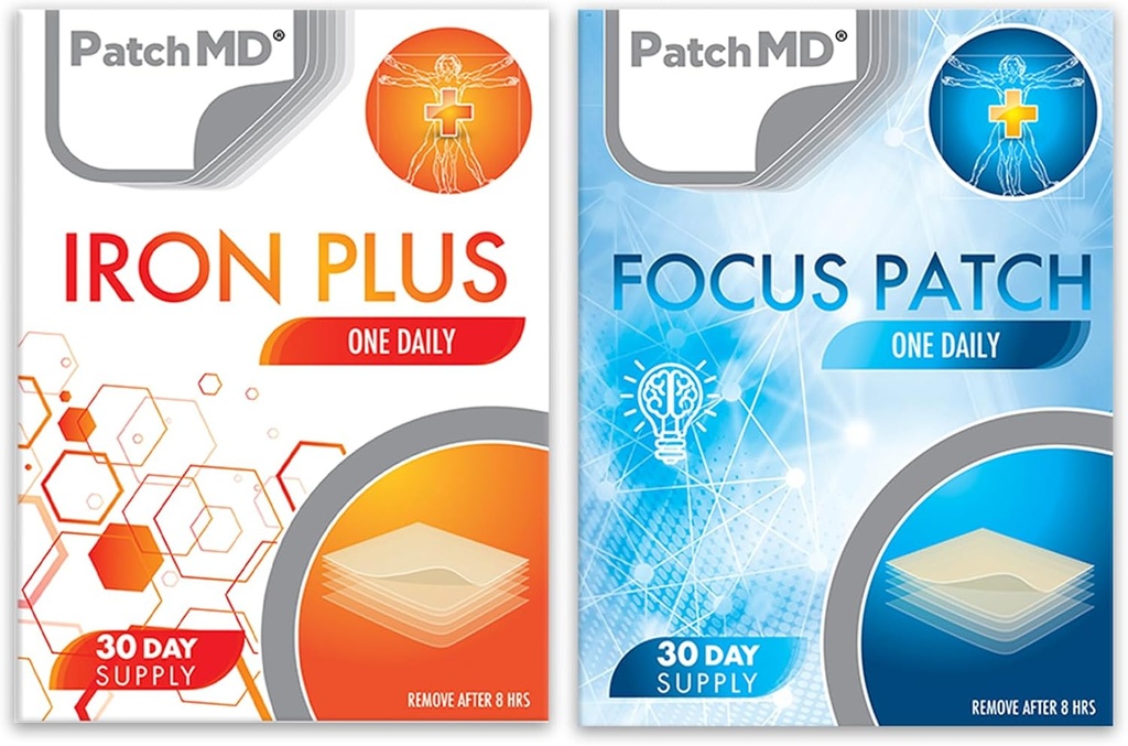 Iron Plus &amp; Focus Topical Patch Bundle - 30 giorni di alimentazione