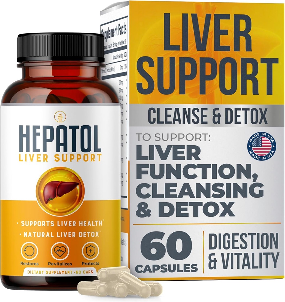 Detox per la pulizia del fegato - Integratore per fegato di erbe con curcuma; L-Cysteine Detox Support Liver Health; Digestione sana - Integratori per la pulizia del fegato - 60 Ct (1)