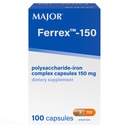 MAJOR Ferrex-150 Polysaccharide-Iron Complex capsule 150mg Iron Supplemento per le donne e gli uomini – Genere su Stomach – 100 capsule