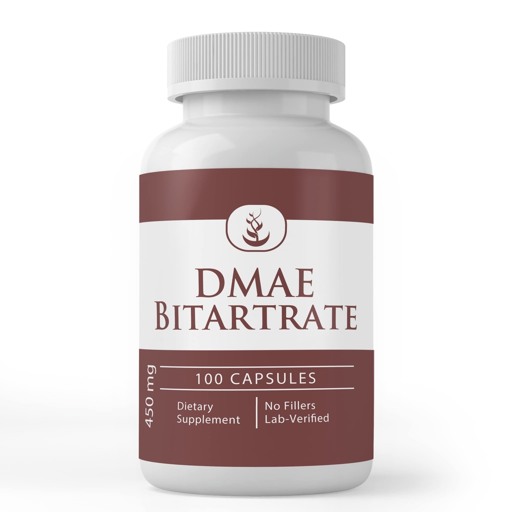 Ingredienti originali puri DMAE Bitartrate, (100 capsule) Sempre puri, nessun Additivi o Filler, verificati in laboratorio