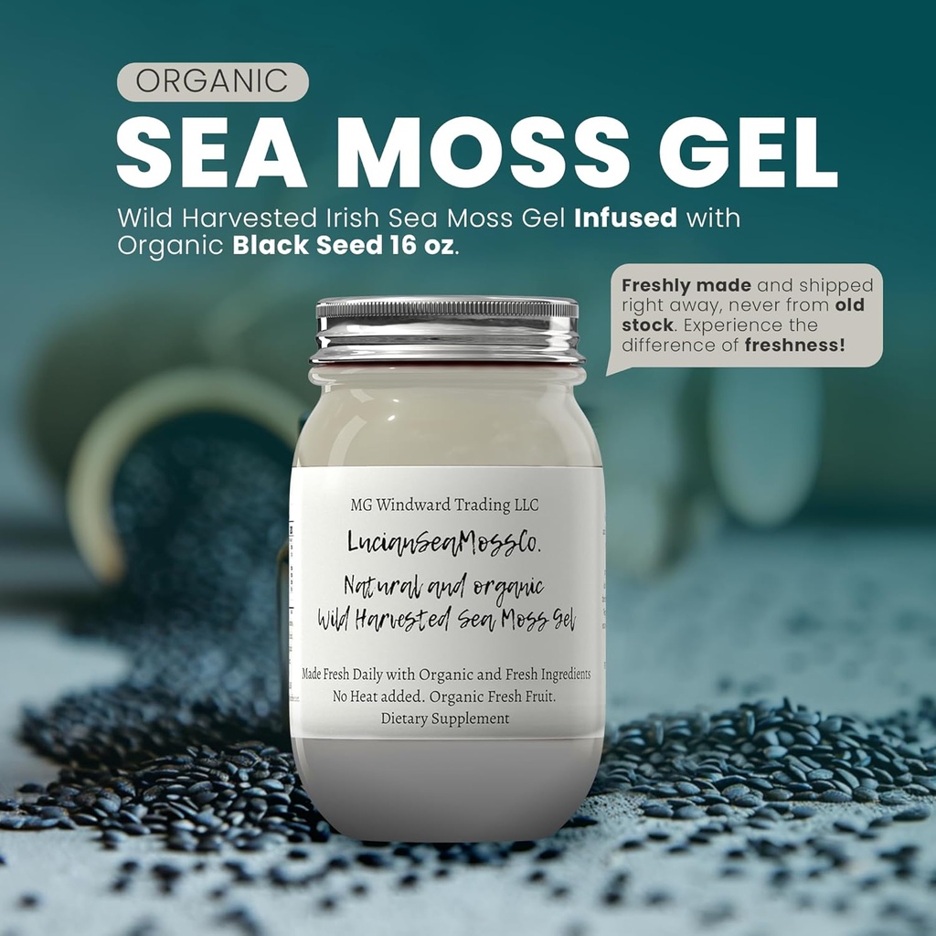 Ashwagandha Mango Sea Moss Gel Frutta fresca organica infusa Wild Harvested Irish Sea Moss Gel | Supporto immunitario e digestivo | Vitamin Mineral Antiossidant Supplements | (16 oz. Ashwagandha Mango)