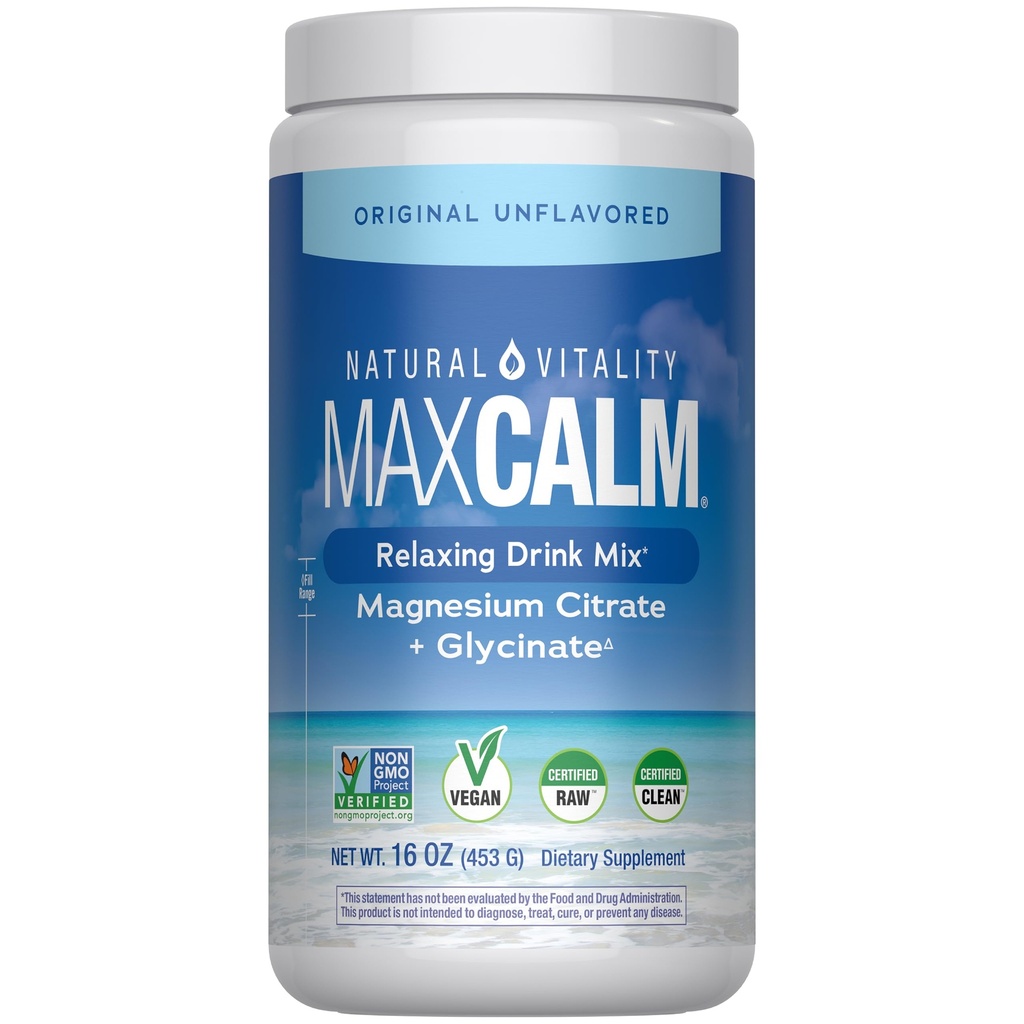 Naturale Vitalità Calma, Magnesio Supplemento, Anti-Stress Bere Miscela, Gluten Free, Vegan, & Non OGM, Originale non aromaed, 16 oz
