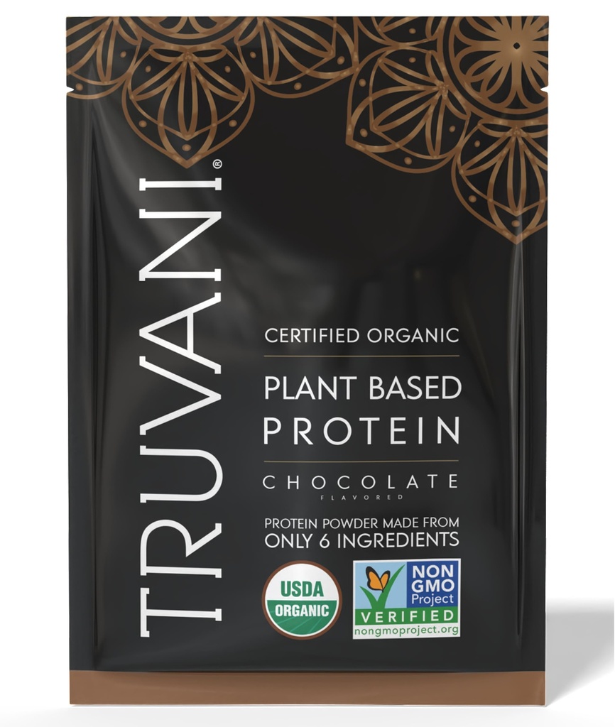 Truvani Vegan Pea Protein Powder | Chocolate | 20g Organic Plant Based Protein | 1 Serve | Keto | Gluten & Dairy Free | Low Carb | No Aggiunto Sugar