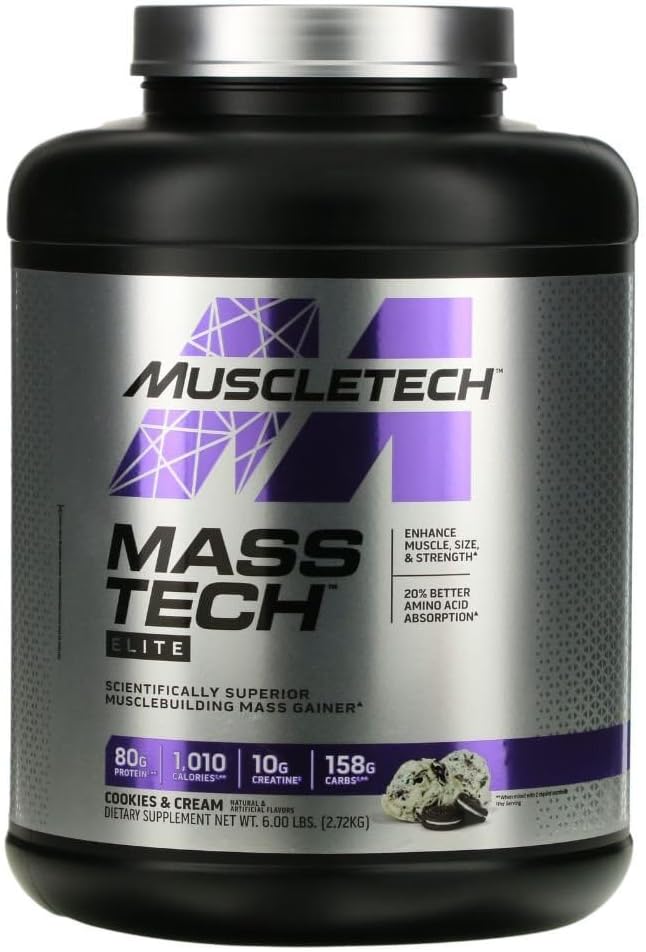 MuscleTech Mass-TechTM Elite, Cookies & Cream, 6 lbs (2.72 kg)
