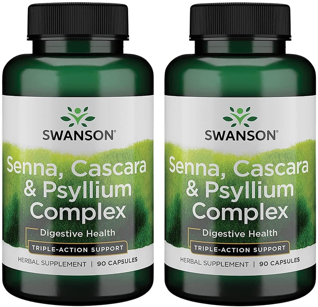 Swanson Senna Psyllium Cascara Complex GI Tratto Regolarità Supporto 90 Capsule (2 Confezione)