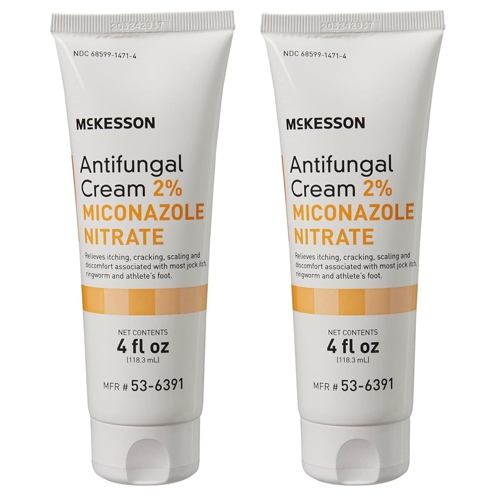 McKesson Antifungal Cream, 2% Miconazole Nitrate - Allevia prurito, Bruciando, Cracking da Jock Itch, Ringworm e Athlete Foot - 4 oz., 2 Conte