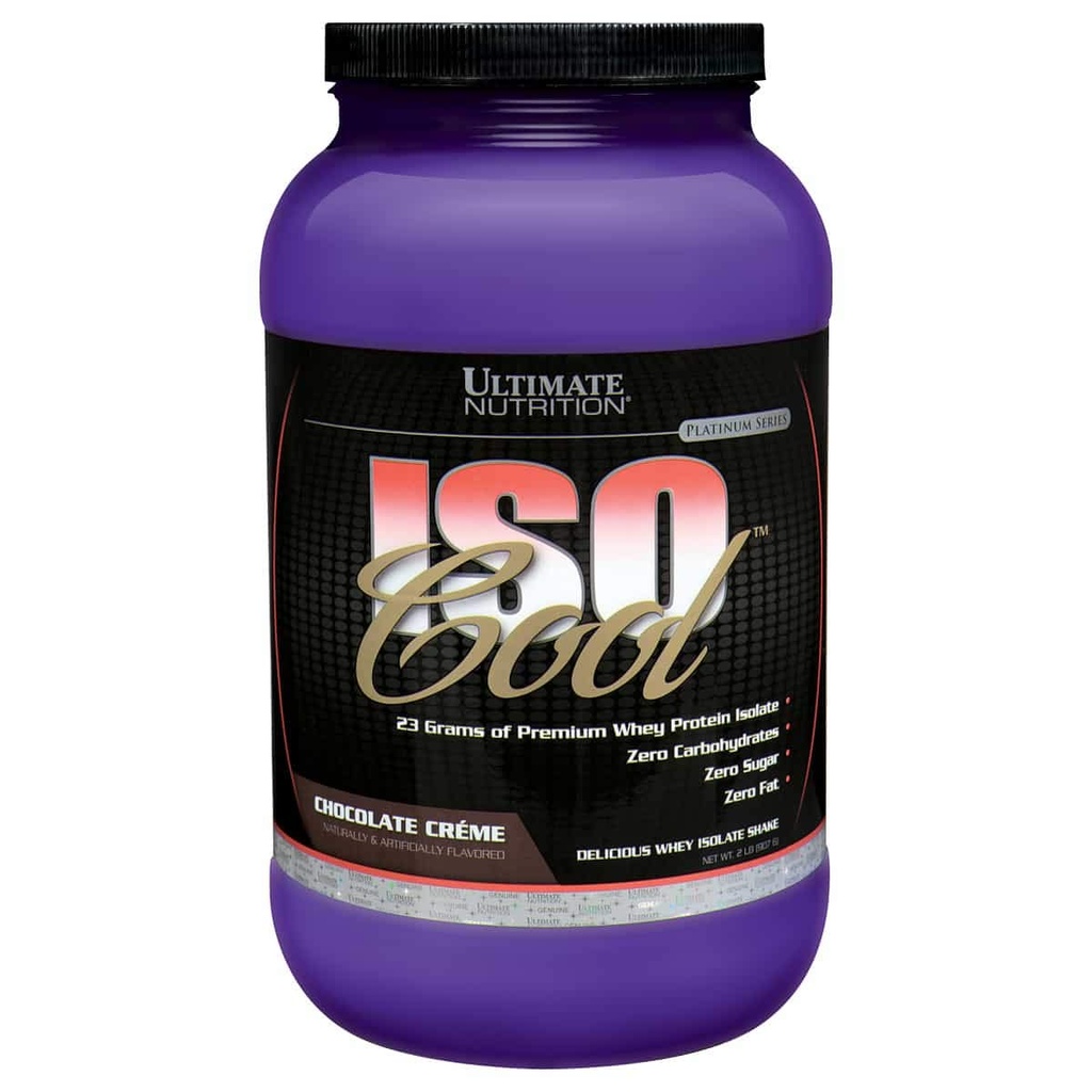 Ultimate Nutrition ISO Cool Whey Isolate Protein Powder - Keto Friendly - Zucchero, Carb e Fat-Free - 23 Grammi di Proteine Per Serving, Cioccolato, 2 Pounds