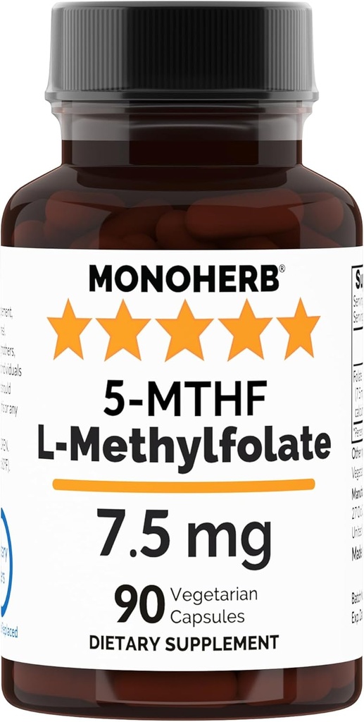 MONOHERB L-metilfolato 7,5 mg - 90 capsule vegetariane - Methyl Folate Supplemento
