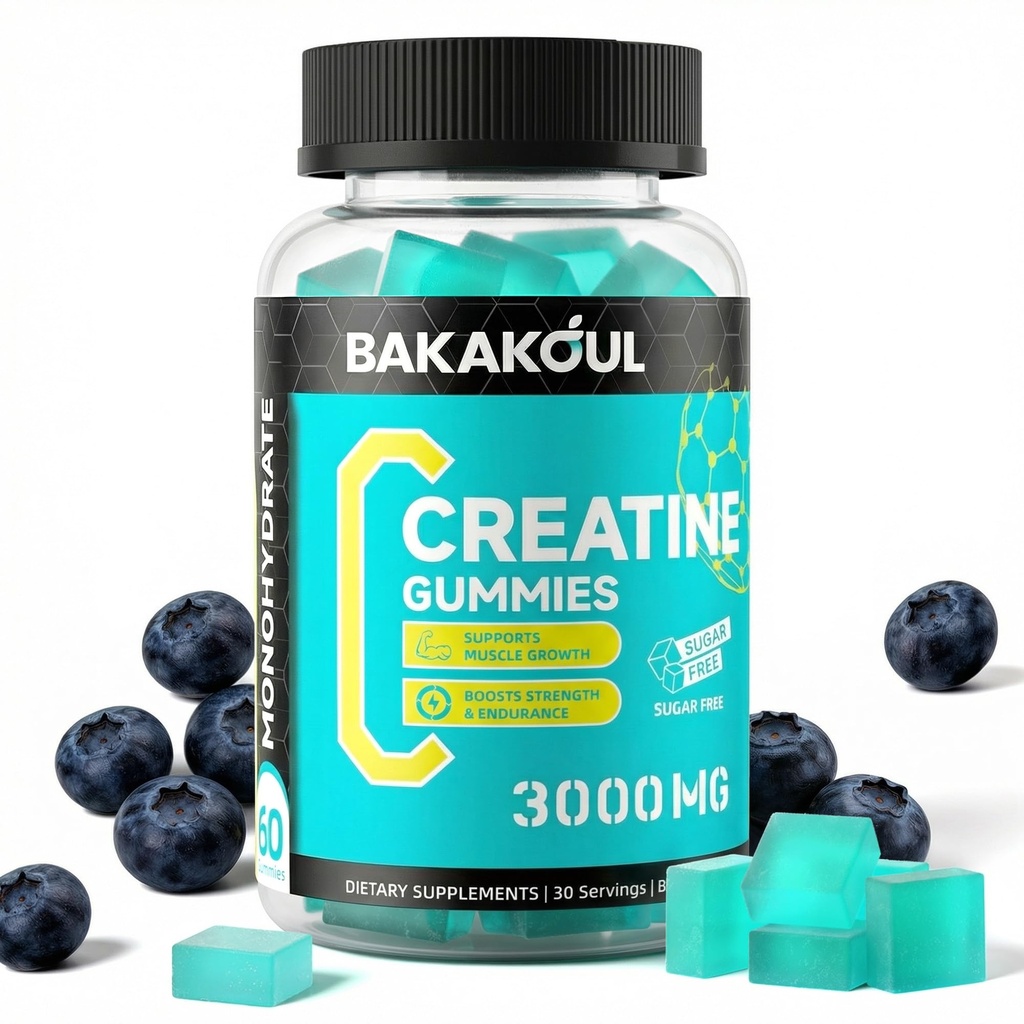 Gummie Monoidrate Creatina per Uomini e Donne - 120 Gummie Libere di Zucchero con Magnesio Glycinate, L-Threonate, L-Taurine + Vitamina B12 per il supporto muscolare, Energy Boost, 1 Pack