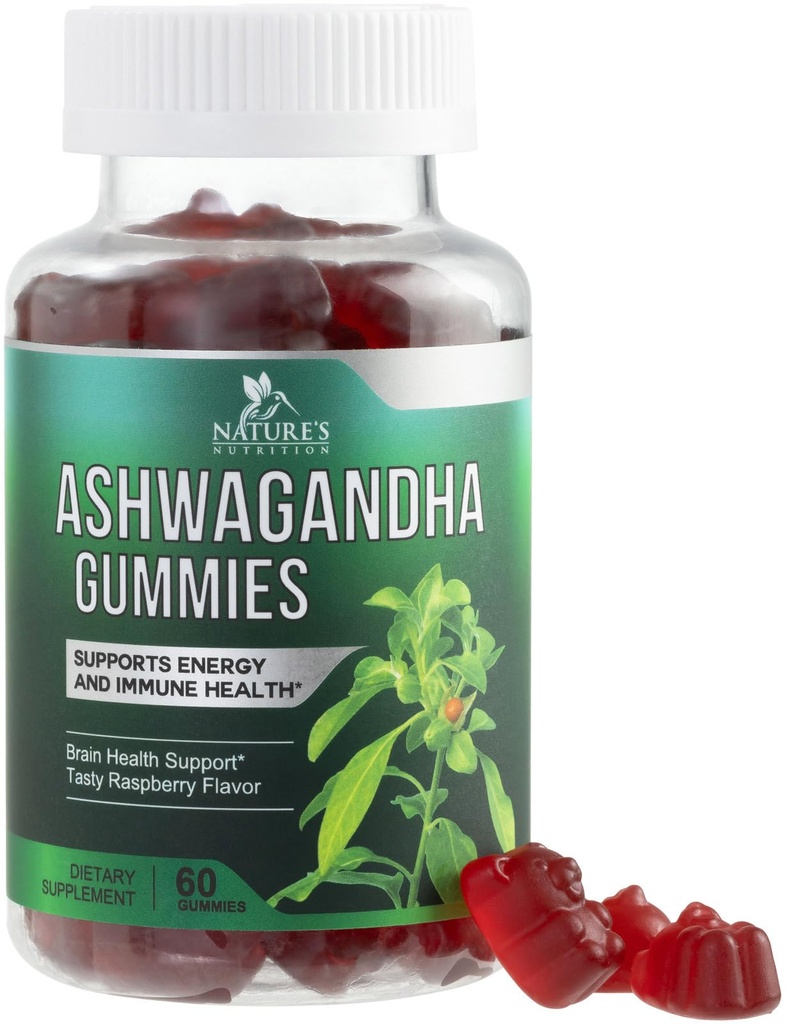 Ashwagandha Gummies 30:1 Estratto da 3000mg - Vegan, Basato sulle piante, Non OGM, Gluten-Free & Gelatin Free, Ashwagandha Supplemento per le donne & uomini, Calma naturale, Rilassamento, & Supporto immunitario, 60 Gummies