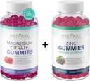 Zucchero Gratuito Magnesio Gummies & Extra Forza Zinco Gummies, Vegan, Senza Glutine, Calma, Rilassamento, Salute Del Muscolo, Sostegno Immune, Salute Della Pelle, Non OGM, 60 Vitamine Del Gomma