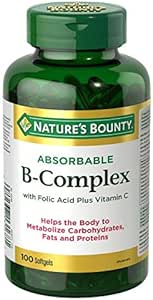B-Complex assorbente della natura con acido folico Plus vitamina C, 100 Softgels