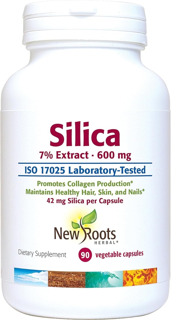 Integratore di Estratto di Silica 7% (90 capsule) - 600mg per Capsule - Integratore di Silice - Supporto per Unghie e Pelle | NUOVI ROOTS HERBAL