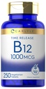 Carlyle B12 Vitamin 1000 mcg | 250 Count | Time Release Tablets | come Cyanocobalamin | Vegetariano, Non OGM & Gluten
