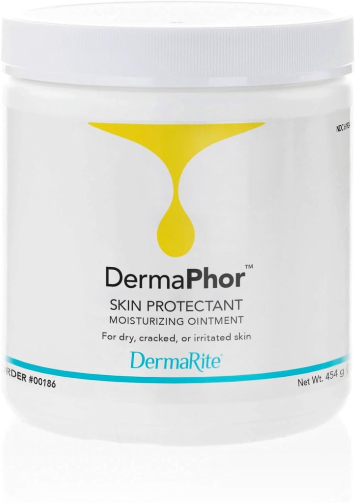 DermaRite DermaPhor Skin Protectant, Unintment idratante - Soothes and Shields Dry, Cracked or Irritated Skin, Unscented - 16 oz. Jar, 1 Count