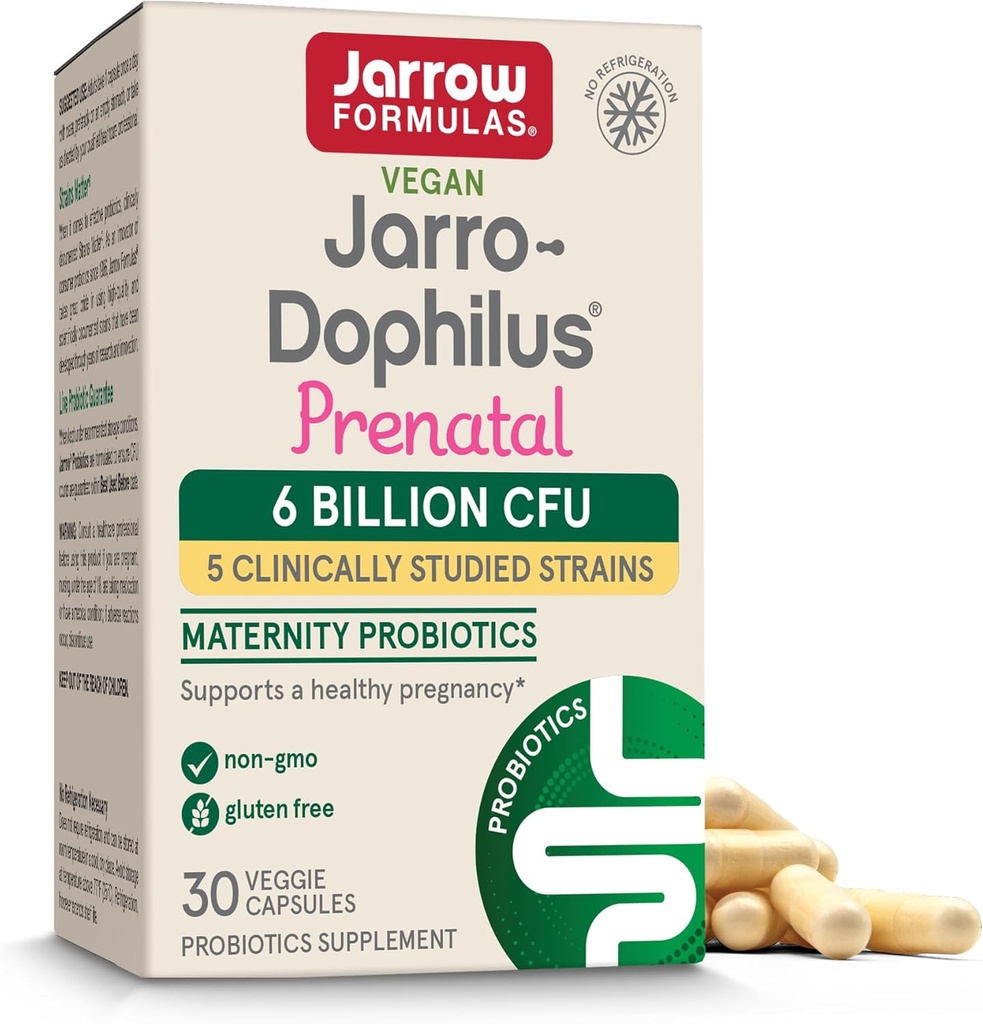 Jarrow Formulas® Jarro-Dophilus® Probiotici prenatali per le donne, 6 miliardi di CFU, supporta una gravidanza sana, 30 capsule vegetali, 30 giorni di alimentazione