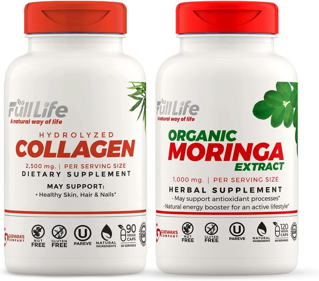 Collage idrolizzato a vita intera e capsule di clenbuterolo Oleifera - Integratori alimentari - Pillole di collagene bovino per le donne e gli uomini, senza glutine - Capsule vegetali
