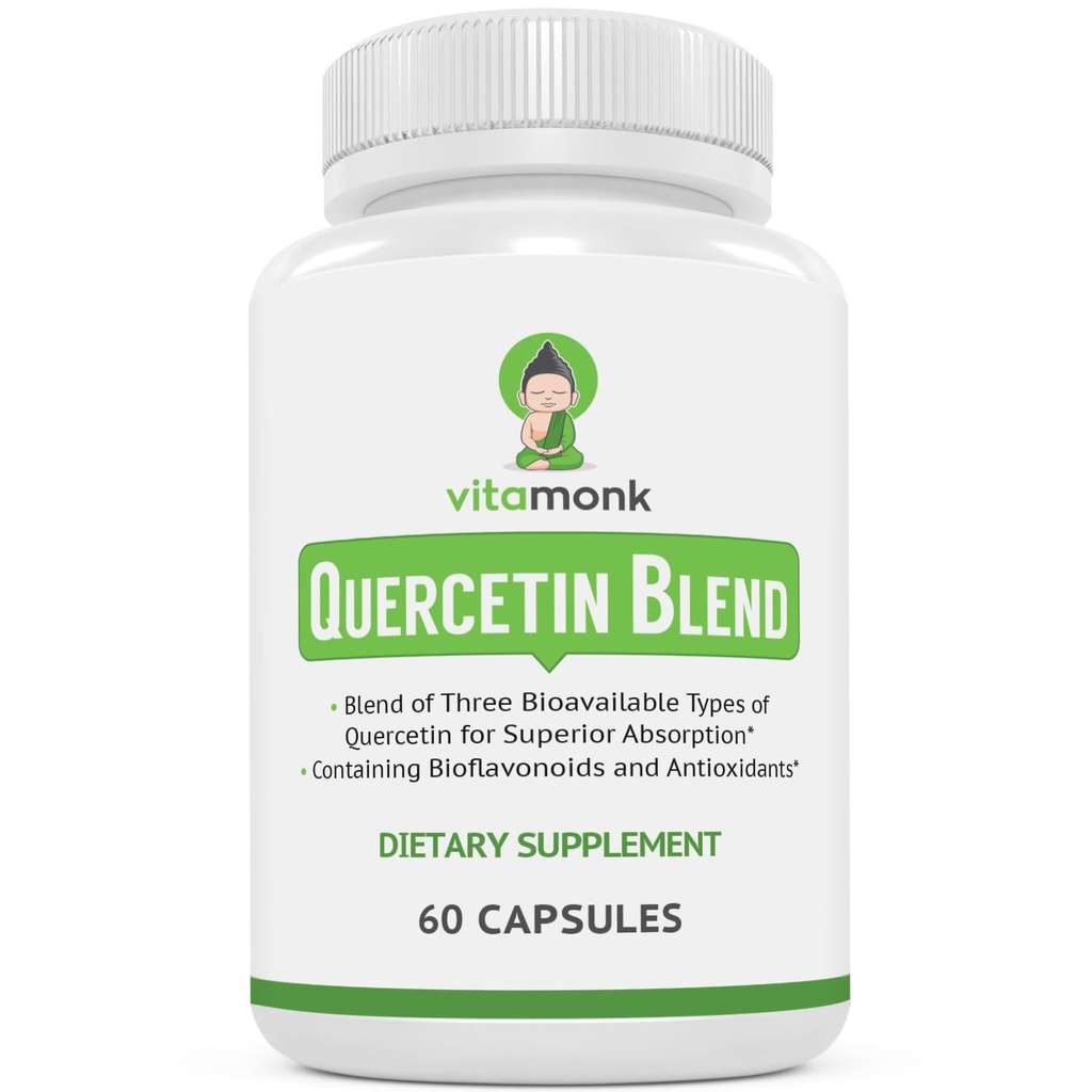 VitaMonk Quercetin Complex - 3 forme bioattive di Quercetin - Isoquercetin, Quercetin Dihydrate e Quercetin Phytosome - per l'assorbimento superiore - Capsule Quercetin 500mg - Quercetin con Bromelain