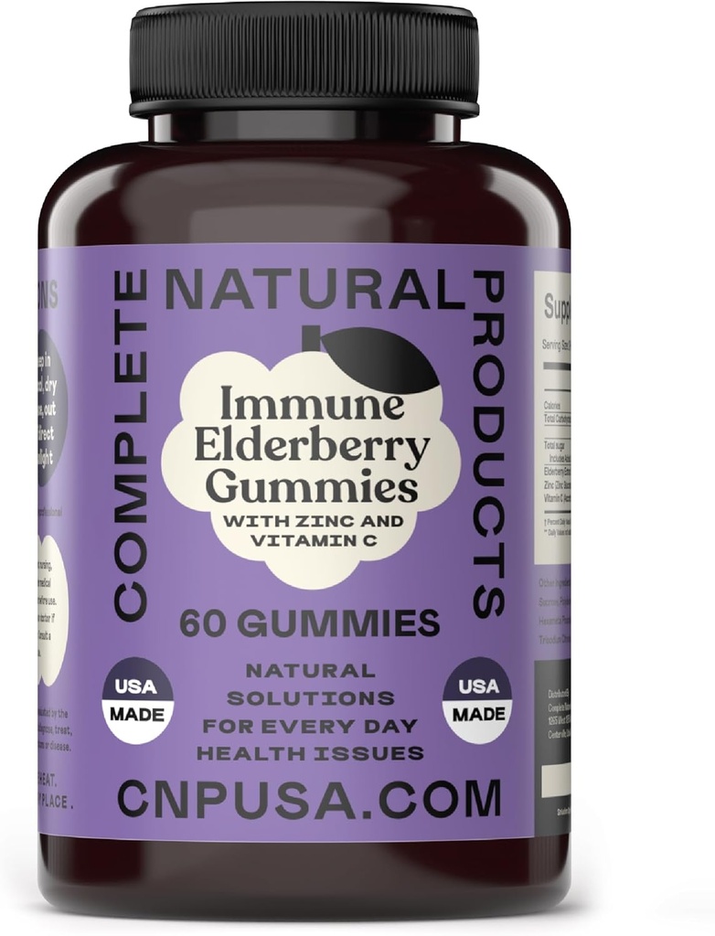 Gummie di sambuco - 60 Conte Naturale con Zinco, Vitamina C, & Elderberry (Sambucas)