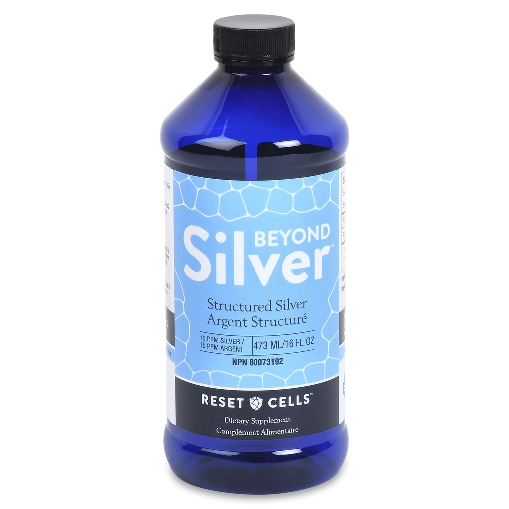 Oltre Silver Structured Silver Solution - 15ppm - 16oz - Pure Colloidal Silver Liquid per il Supporto Immune - Integratore Alimentare Dell'Acqua Alcalina