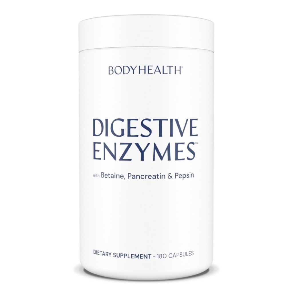 BodyHealth Digestive Enzymes Full Spectrum Digestive Support (180 cap), Betaine, Pepsin, Pancreatin BPP Caricato con enzimi e probiotici, Rilievo per Stomach Bloating, bruciore di stomaco, gas, costipazione