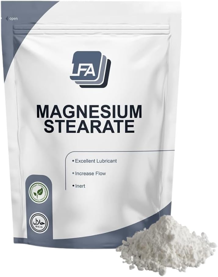Polvere di stearato di magnesio - Lubrificante secco - 1kg (2.2 lb) agente anti-sticking & flowing per la pressa Tablet Pill & Capsule Mix - Halal - Kosher - Vegan