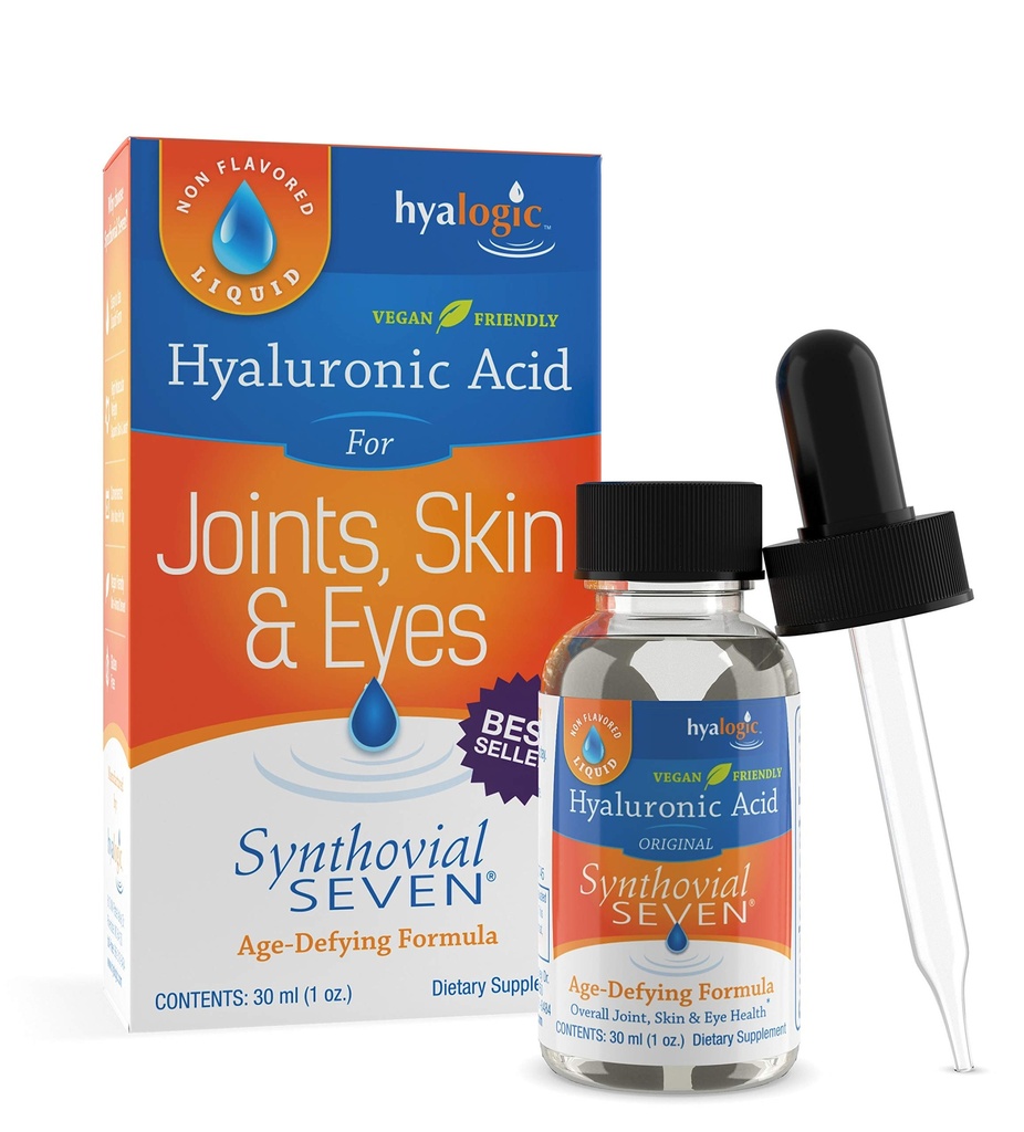 Hyalogic Synthovial Seven - Oral Hyaluronic Acid Supplement 1oz - Liquid HA Supporta pelle, occhio e idratazione delle labbra - Vegan, Gluten Free 1 oncia