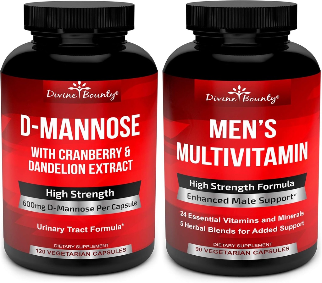 Divino Bounty D-Mannose Capsule & Mens Multivitamin Bundle
