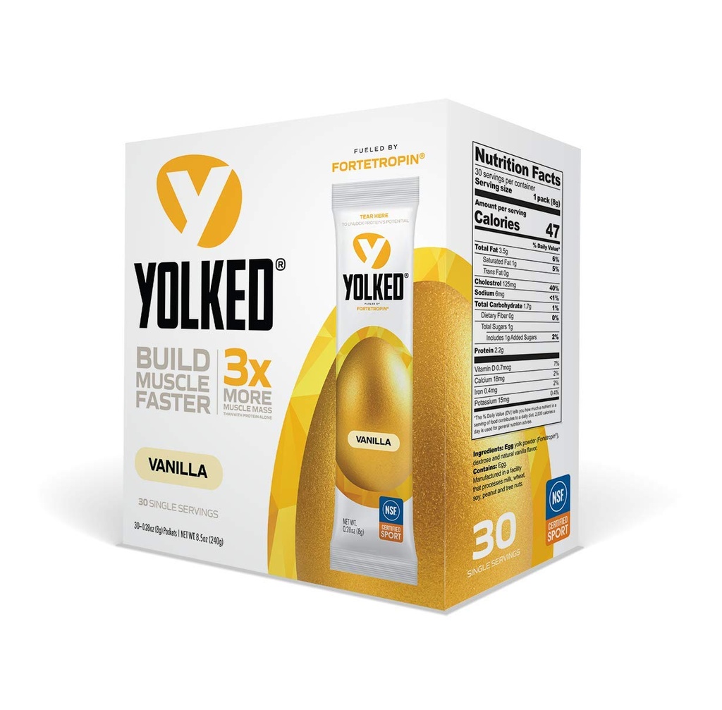 YOLKED - NSF-Certified Muscle Building Supplement - Aiuta ad aumentare il muscolo magro, ridurre la perdita del muscolo e migliorare il recupero con Fortetropin, 30 Servings