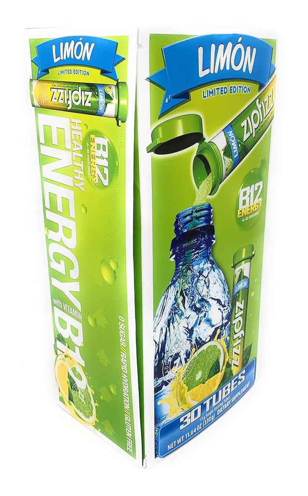 Zipfizz B12 Energy 30 Tubes Integratore alimentare Limon (Edizione limitata), 11.64 Ounce
