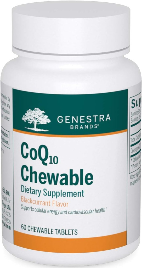 Genestra Brands CoQ10 Chewable | Coenzyme Q10 Supplemento | 60 compresse masticabili | Natural Blackcurrant Flavor