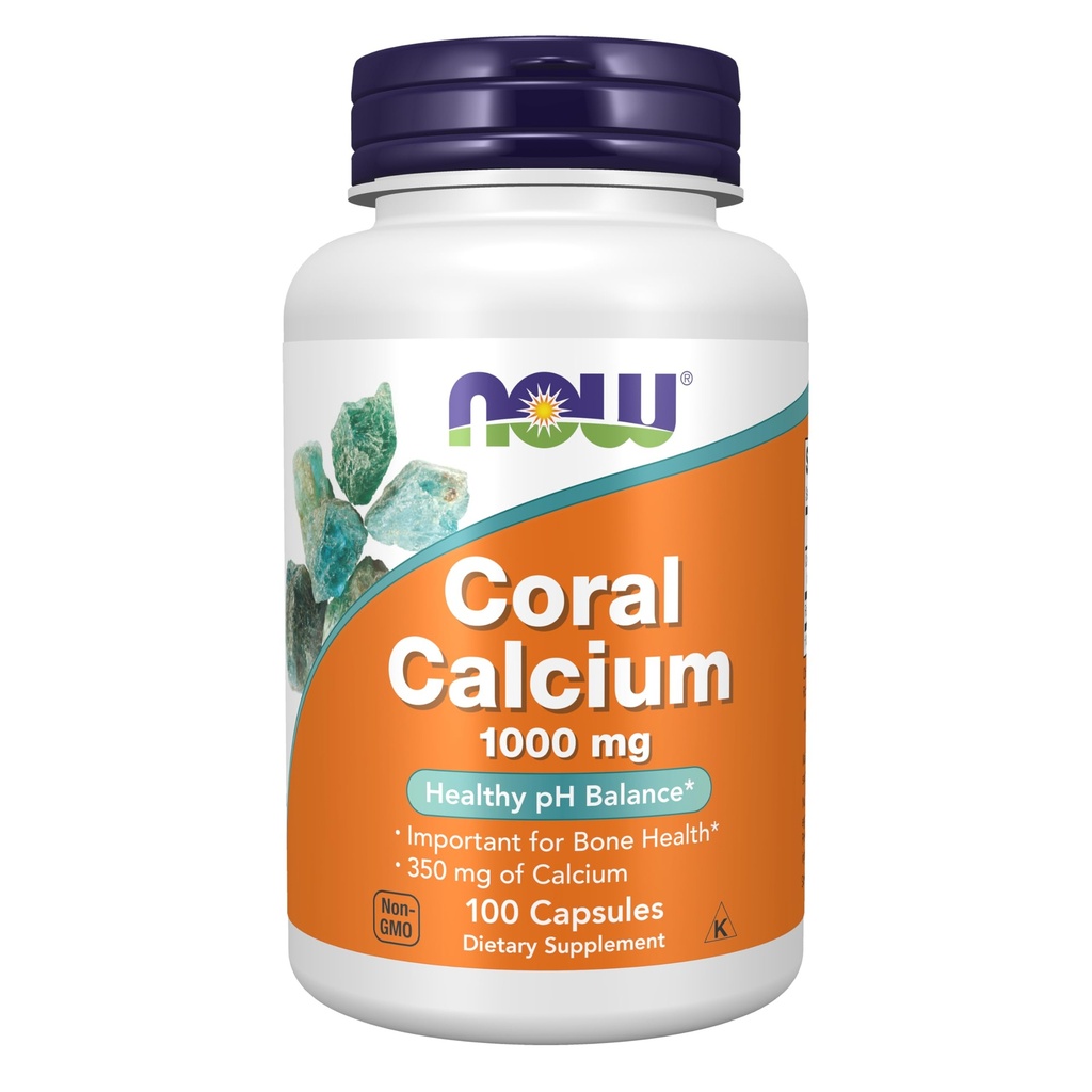NOW Supplementi, Coral Calcium 1.000 mg, Bone Health*, Healthy pH Balance*, 100 Veg Capsule