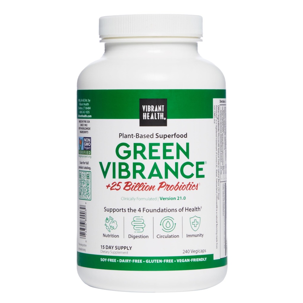 Vibrante Salute, Vibranza Verde, Vegan Superfood Pills, 240 Conte (Pack of 1)