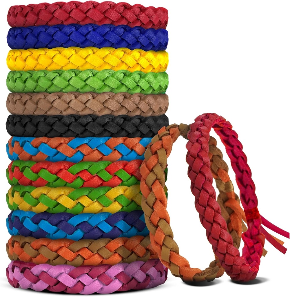 Bracciali con repellente di zanzara, senza DEET, in pelle con insetto in PU e bande di polso respinte (Pack of 24)