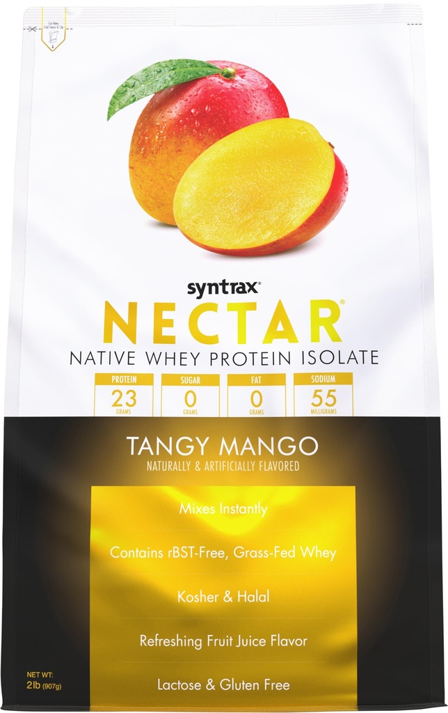 Sintrax Nutrition Nectar,100% polvere isolata di proteine del siero, rinfrescante succo di frutta aroma, Tangy Mango, 2 lbs.