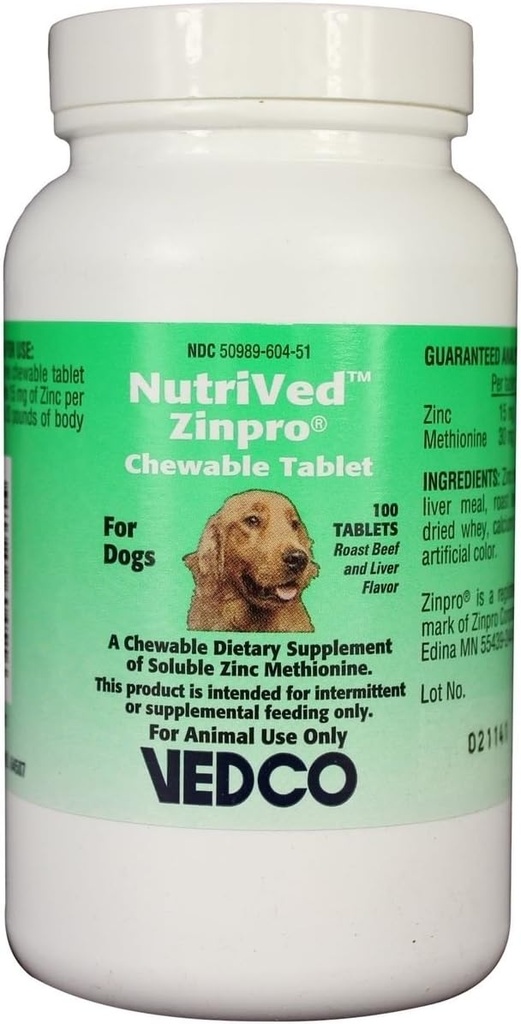 NutriVed ZinPro Chewable Tablets per cani (100 conteggio)