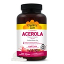 Country Life Acerola Vitamin C Complex, 500mg, Chewable Berry Wafers aromaed, Supports Immune Health, 90 Wafers, Certified Gluten Free da GFCO, Certificato Vegan da AVA