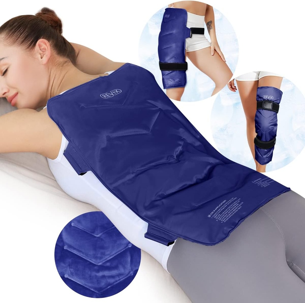 REVIX Large Ice Pack per la schiena, 13” x 21” Riutilizzabile Gel Cold Pack per la copertura completa della schiena, Cold Compress Wrap per la spalla, Hip, Leg Relief, Ideale per la fatica, il dolore muscolare e il recupero giornaliero, Navy