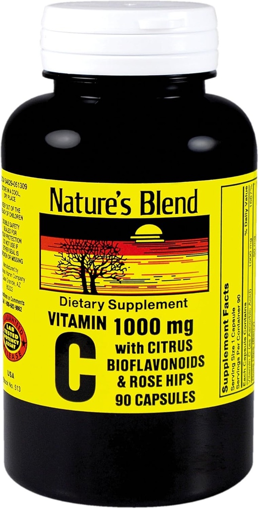 NAT B VIT C W/BIO&RH CP 1000MG 90 di Nature's Blend