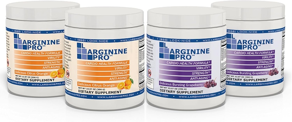 L-ARGININE PRO | 5.500mg L-Arginina Plus L-Citrullina 1,100 mg Arancione e polvere d'uva Bere supplemento di miscela per la produzione di ossido nitrico aumentata