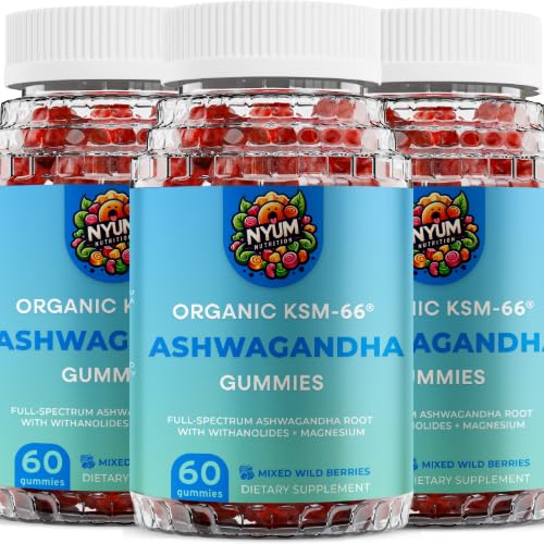 NYUM NutritionTM Organic KSM-66 Ashwagandha Gummies, 3-Pack, Bacche Selvatiche miste