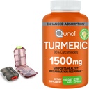 Supplemento 1500mg curcuma, 95% curcuminoidi, 220 capsule (alimentazione 110-giorno) con due (2) casi di pillola di viaggio.
