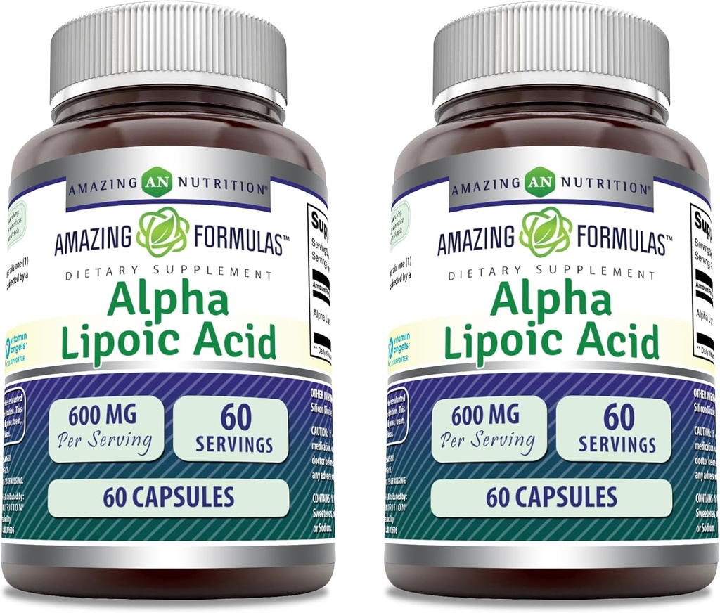 Stupefacente Formulas Alpha Lipoic Acid | 600 Mg Per Serving Supplement | Capsules | Non-GMO | Gluten Free | Made in USA (60 | 2 Pack)