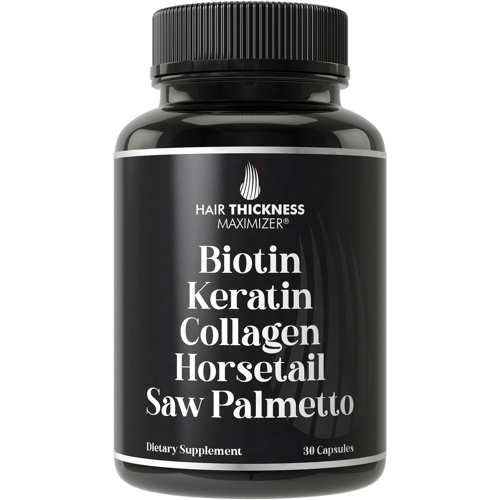 Biotina (5000mcg), Cheratina, Collagene, Coda di cavallo, Sega Palmetto – Supplemento di crescita di capelli 5-in-1 & Vitamine per le donne & uomini, DHT Blocker Capsule per la tintura - Vitamine di crescita dei capelli
