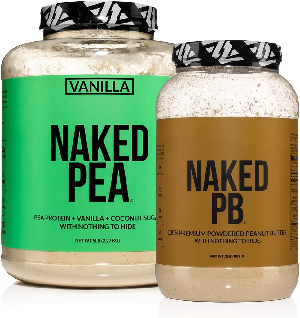 Bundle proteico gratuito della lattiera NAKED: 5LB Vanilla Pea e 2LB PB