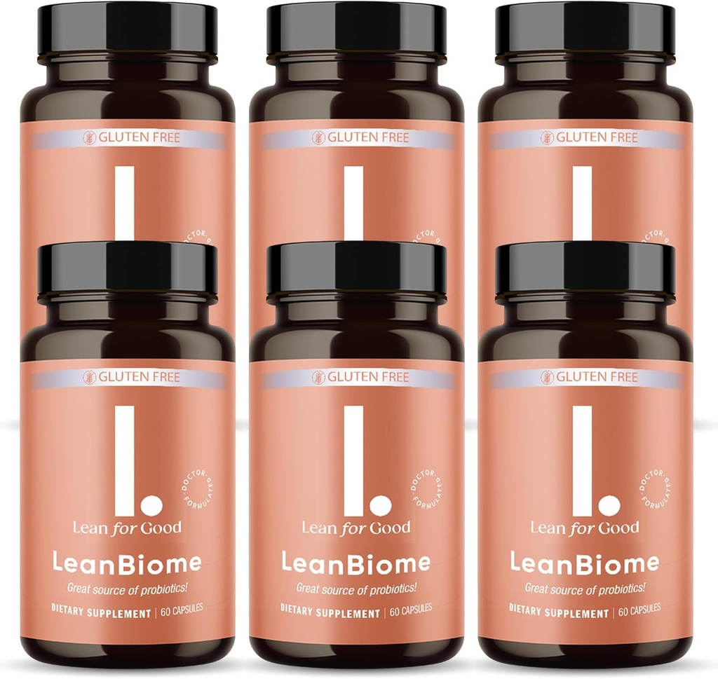 LeanBiome, 9-Strain Probiotic Formula, Supporta un bilanciato Gut Microbiome, potenti Probiotici Gut con Greenselect Phytosome - 60 Capsule, 6 Pack