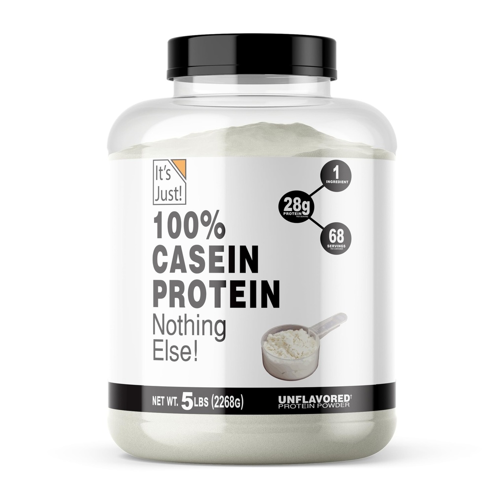 E' solo! - 100% polvere di proteine della caseina, Made in USA, nessun aroma o dolcificanti aggiunti (senza aroma, 5 Pound (pacchetto di 1))