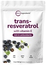 Polvere trans-resveratrolo pura con vitamina E, 5 oncia, 2 in 1 formula, polvere micronizzata per un migliore assorbimento, supplemento di resveratrolo Premium, antiossidante eccellente