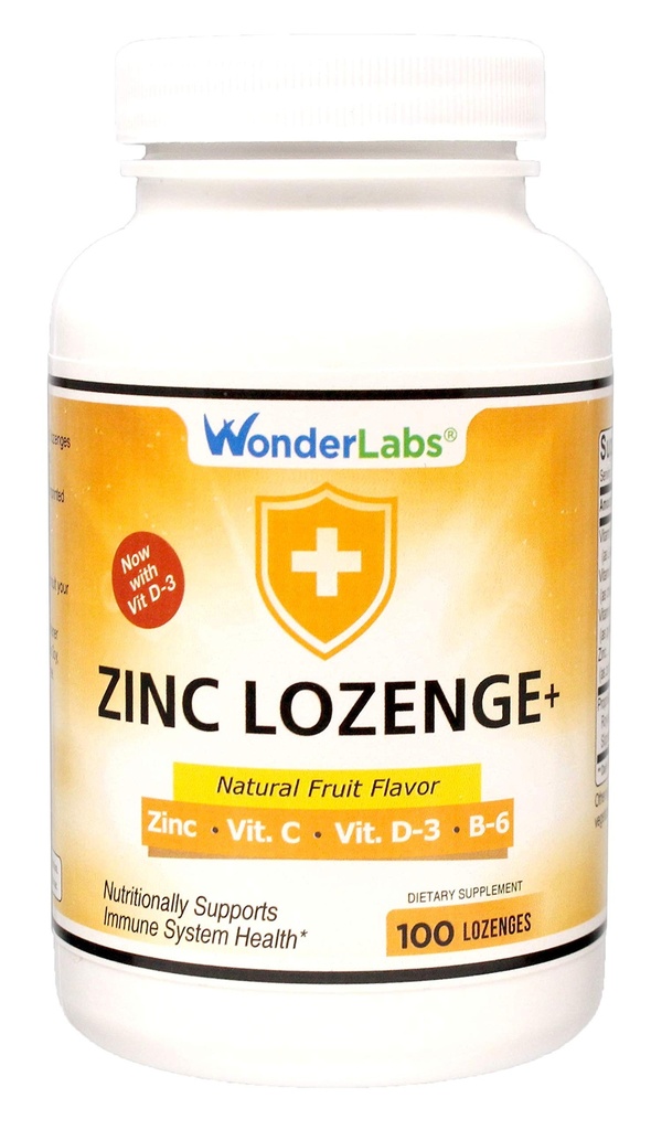 Meraviglie Laboratori di Zinc Lozenges con Vitamina C - Frutta aromatizzata, Destinazioni di Supporto Immune Sani con 25mg di Zinc Supplement Per Lozenge + 30mg di Vitamina C - 100 Lozenges